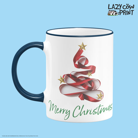 Christmas Tree Rim & Handle Colored Mug