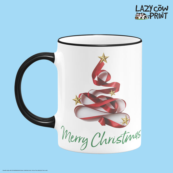Christmas Tree Rim & Handle Colored Mug