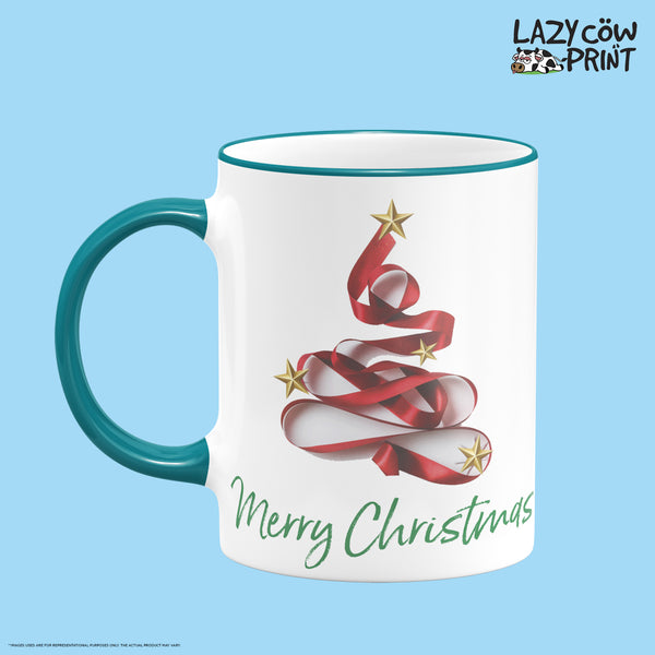Christmas Tree Rim & Handle Colored Mug