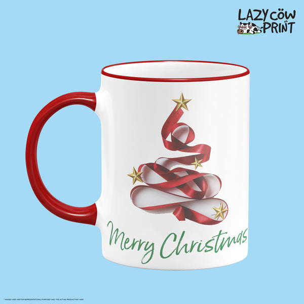 Christmas Tree Rim & Handle Colored Mug